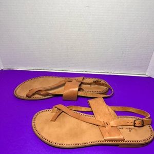 Mila Paoli Brown Leather Strappy Open Toe Sandals Size 9.5M